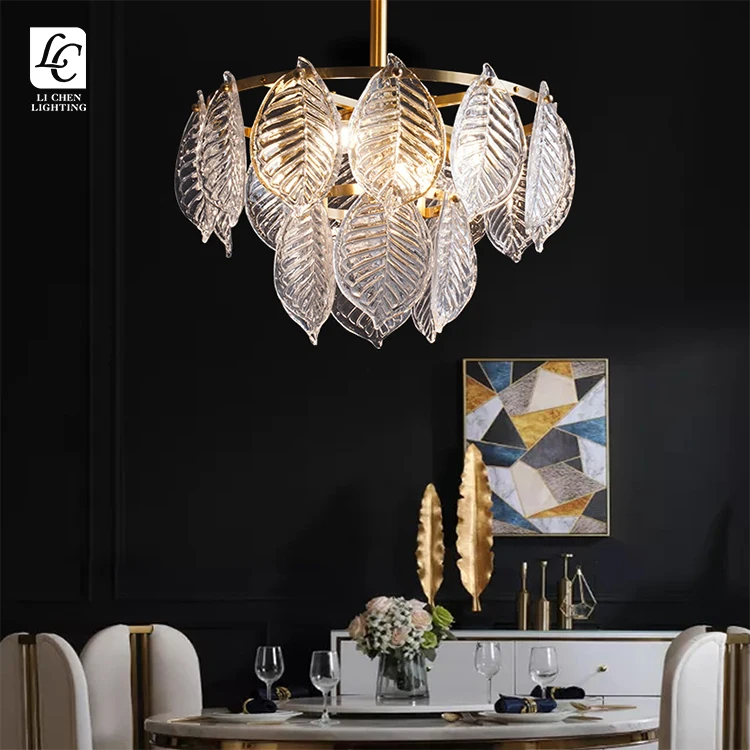 P0009 Contemporary Style Residential Decoration Brass Color Glass LED Ceiling Pendant Light