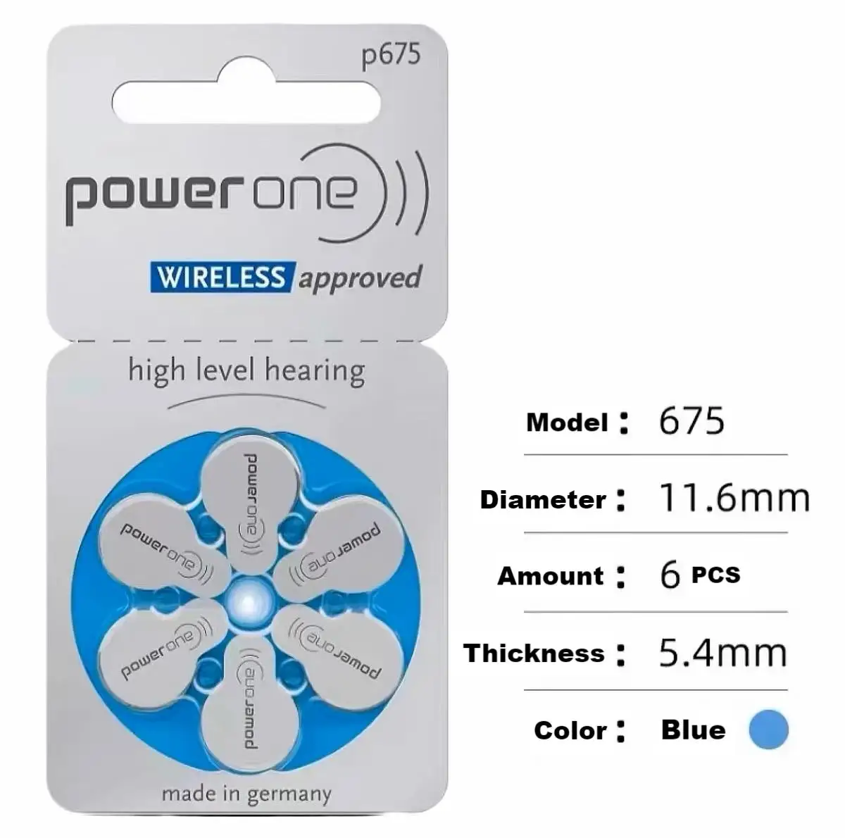 Power One Strip Zinc Air Mercuryfree Hearing Aid Batteries In Sizes