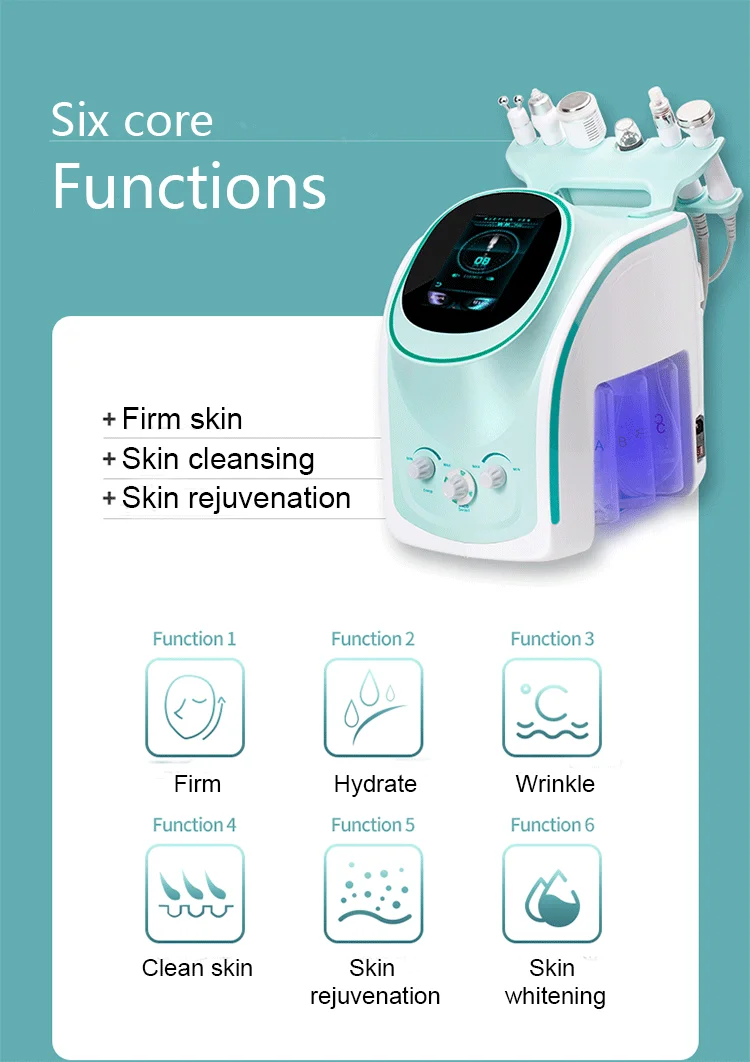 6 In 1 Hydra Microdermabrasion Facial Machine Oxygen Water Peeling Blackhead Removal Skin Rejuvenation Machine