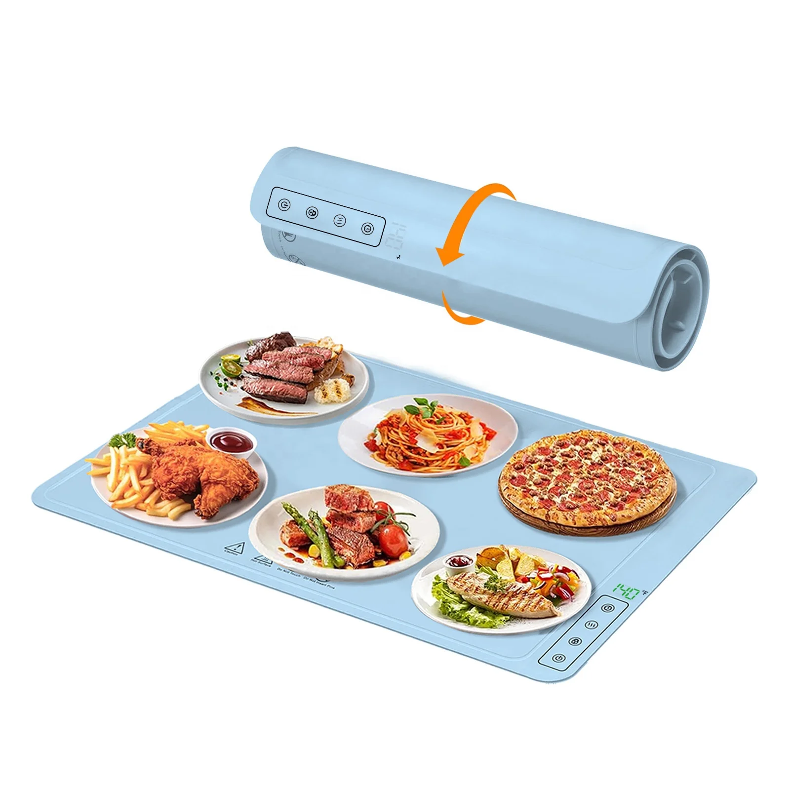 国産 フレキシブルシリコーン食品ウォーマー 電熱プレート 食事の再加熱用 スマート デュアル温度 食品ウォーマー 2