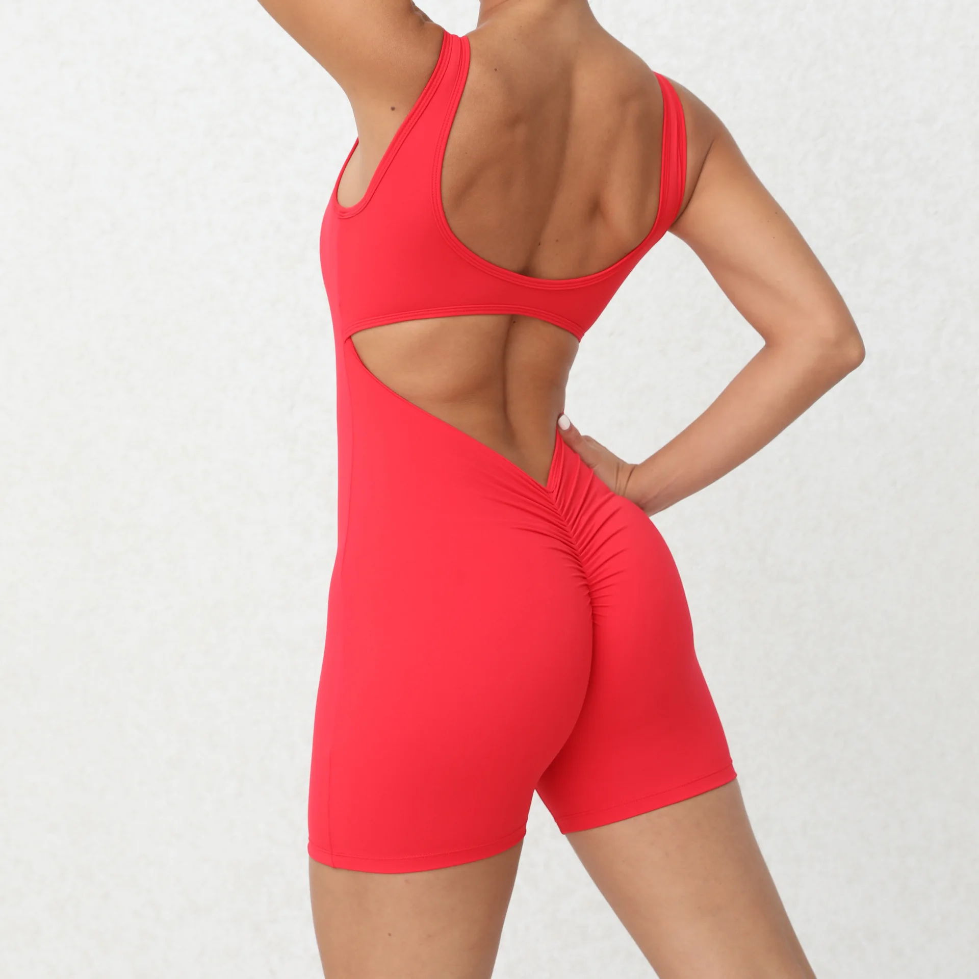 Hot Selling Scrunch Butt Shorts Backless Design Yoga Fitness Sports Wear Workout Gym Women's One Piece Yoga Jumpsuits details