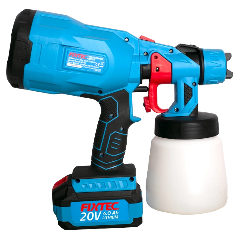 FIXTEC Handheld 20V Cordless Power Spray Gun Lithium Battery Cordless Airless Paint Spray