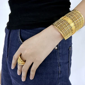 Women's Luxury Gold Chunky Ring Bangles Fine Indian Custom Wholesale Fashion Jewelry Set for Wedding Proposal Fine Jewelry Rings