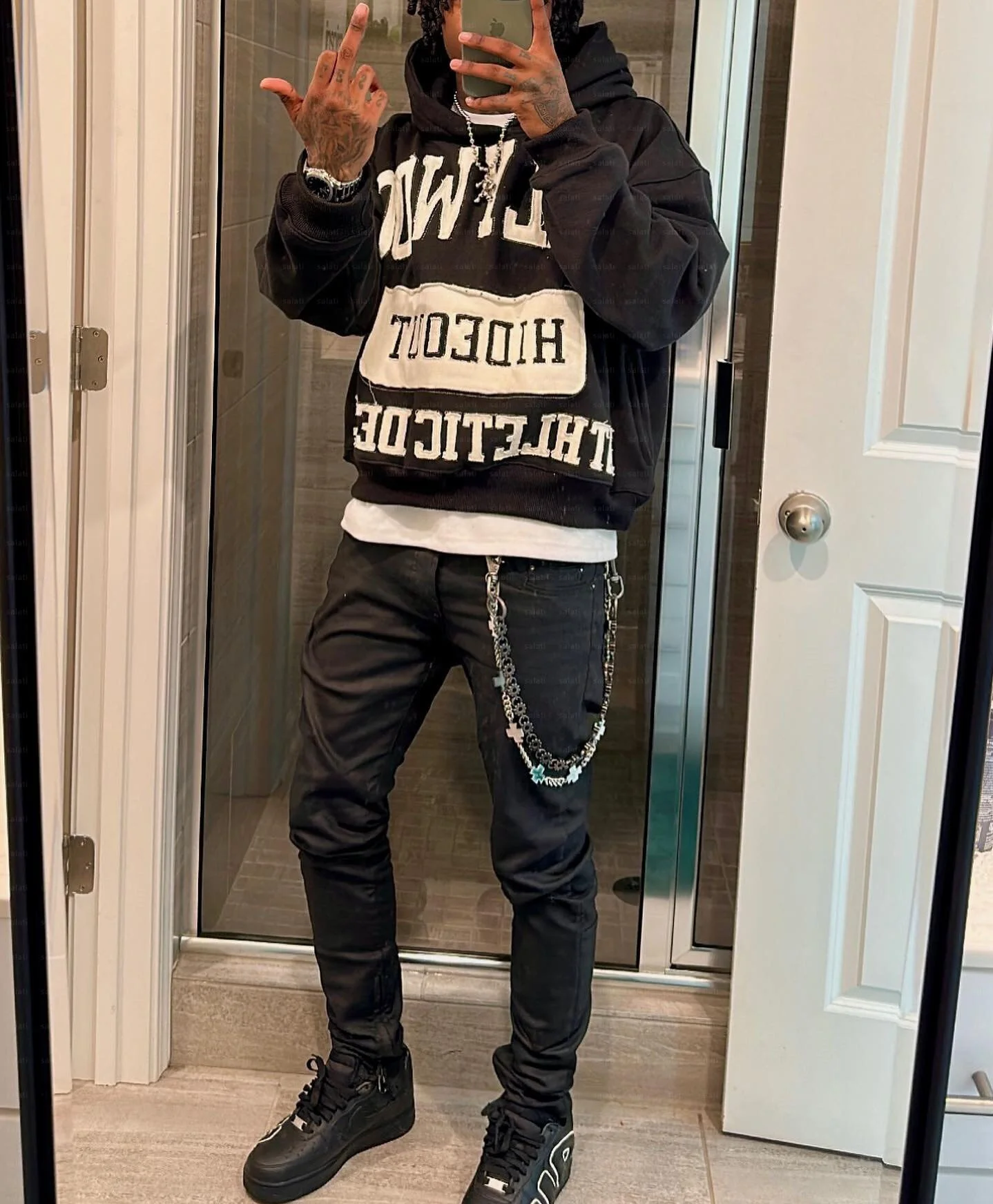Streetwear Oversize Hoddies Custom Cut and Sew Pullover Heavy Weight Boxy Cotton Patch Applique Embroidery Hoodies Men gallery 2