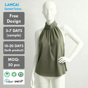 Halter Neck Elegant Blouses Ladies Tops manufacturer Custom Made Chic Women's Clothing