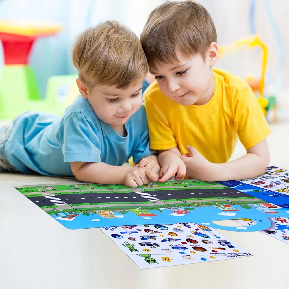 Reusable Sticker Books for Kids Animals Dinosaur a Fairy Tales Sticker Activity Quiet Busy Books