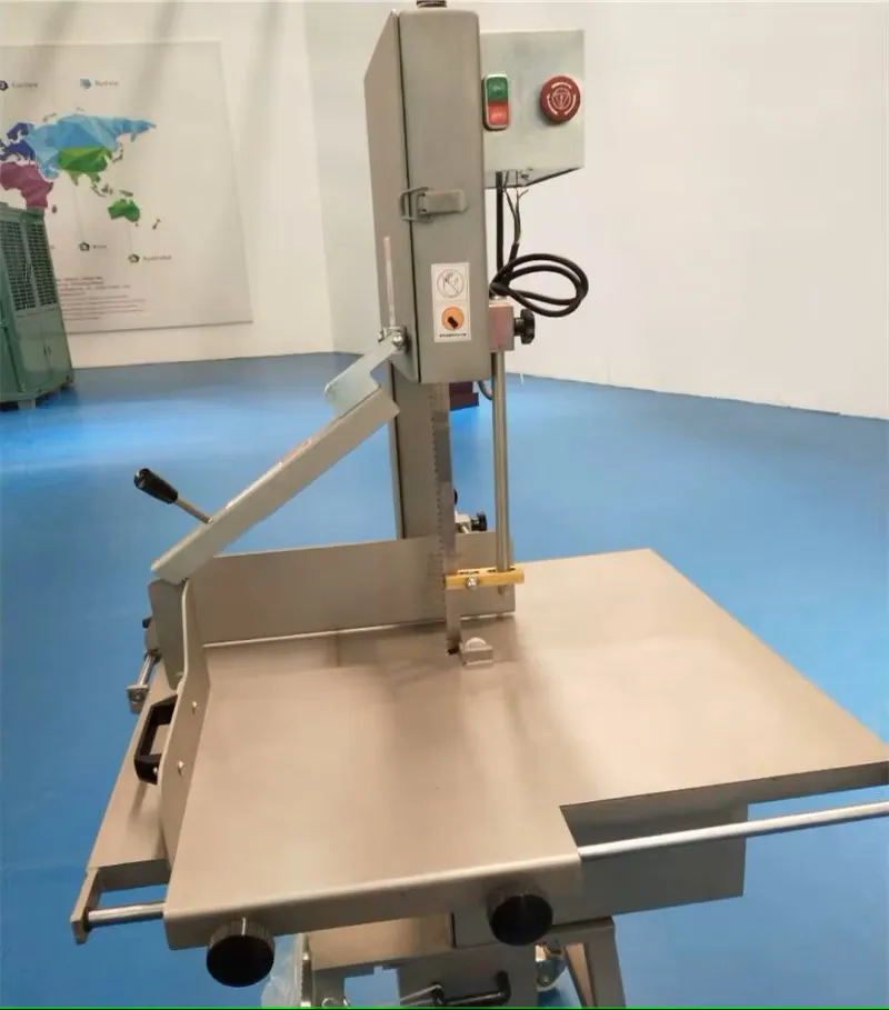 Industrial vertical bone saw machine for cutting frozen beef, pork and fish in meat processing plants and slaughterhouses