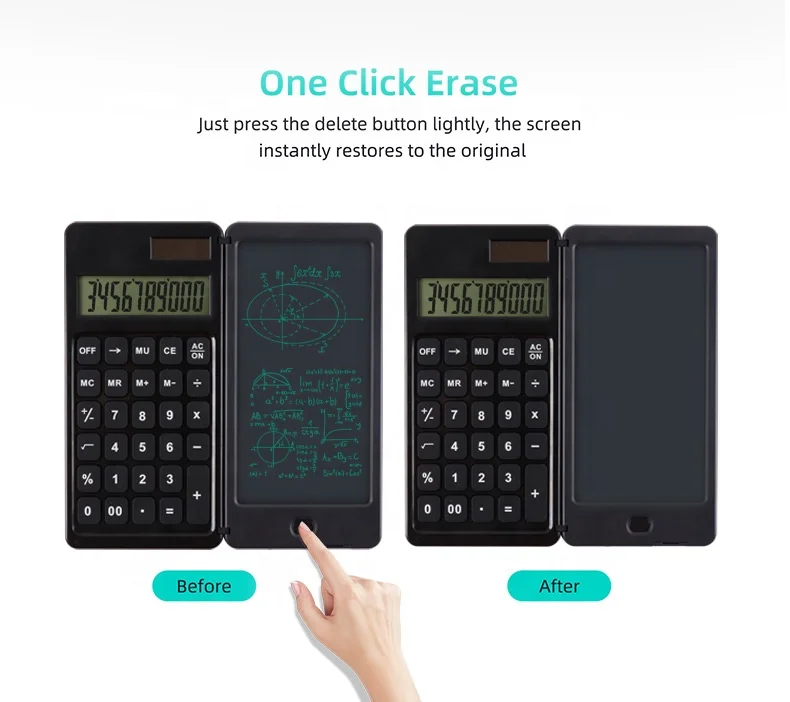 Solar Scientific Calculator With LCD Notepad Professional Portable Foldable Calculator With Pen Notepad