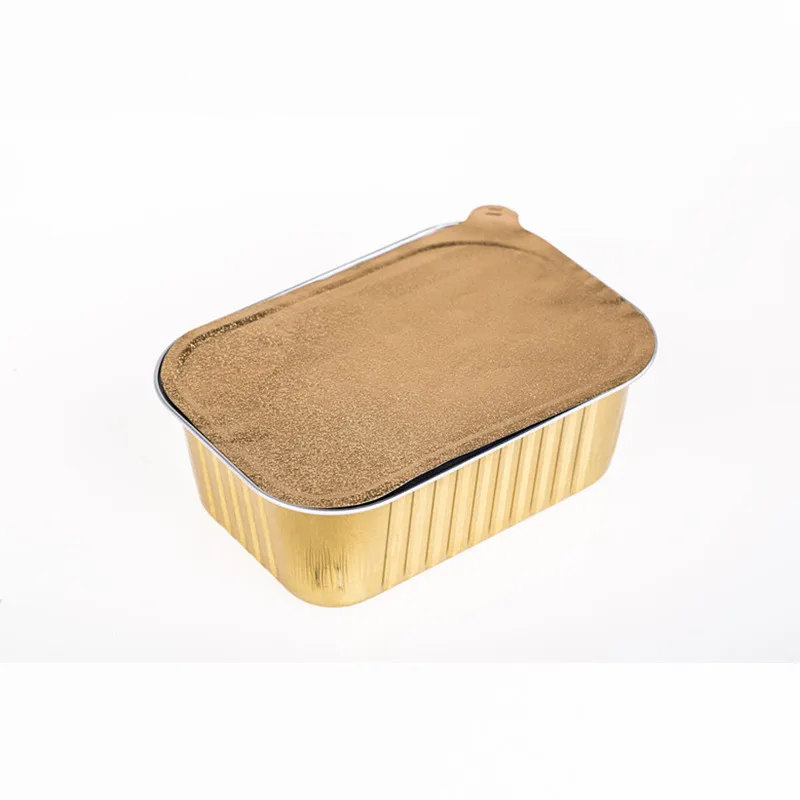 C680 680ml 24oz Disposable Gold Aluminium Foil Containers OEM ODM Food Packaging Rectangular Takeaway Container Food Baking