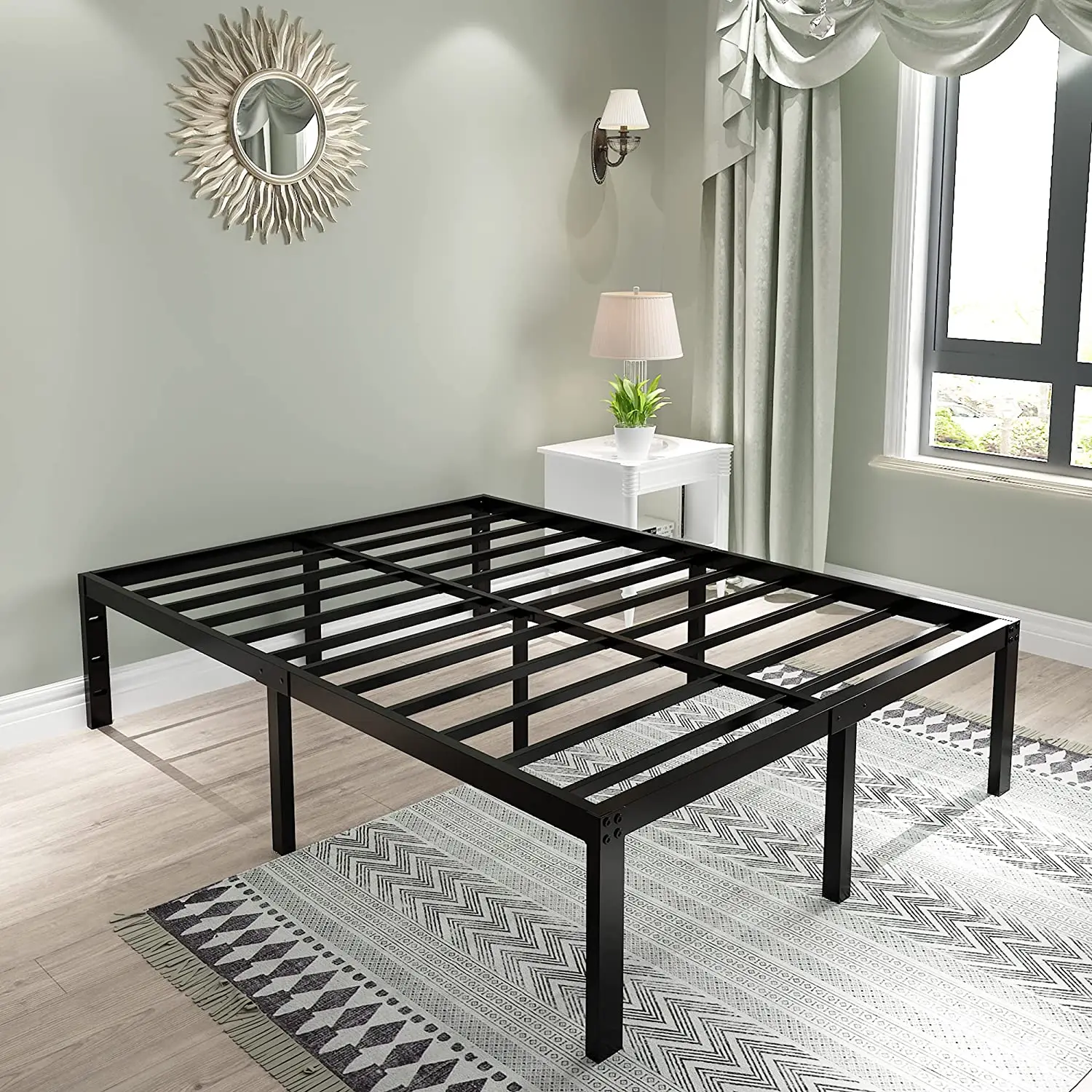 45MinST 3600lbs Heavy Duty Reinforced Platform 18 Inch Tall Mattress Foundation Steel Slats Support Bed Frame Black Alibaba