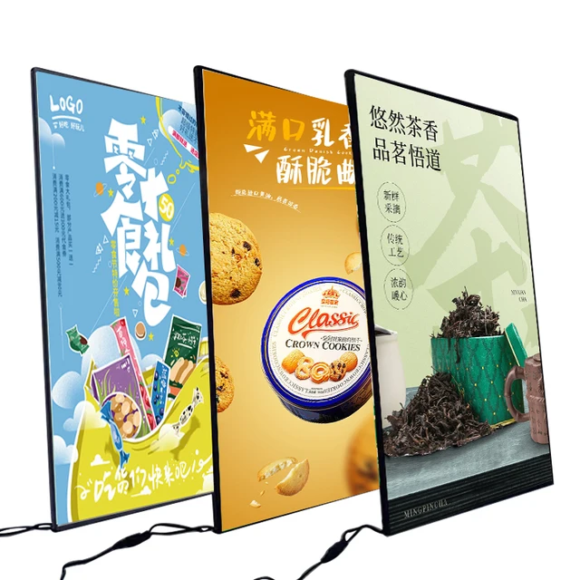 Ultra-thin light box billboard hanging wall ordering price list light display card custom drawing poster stand