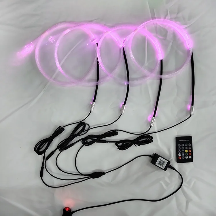 TABEN Car Interior Ambient Light 64 Colors APP Control Car Decoration Atmosphere Light Set Waterproof Fiberglass Atmosphere Neon Strip Cold Light 1W DC 12V-24V 4m