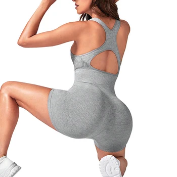 Breathable Jumpsuit Wholesale Custom Cross Back Yoga Set Bra Aross Strap Fitness Training Workout One Piece