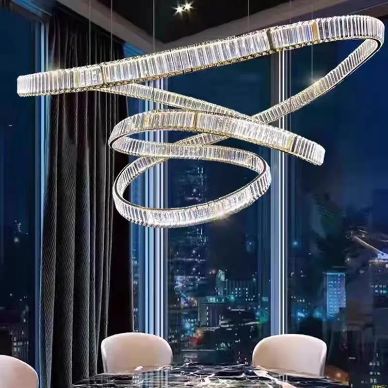 Inkomhal Kunst Woonkamer Interieur Kristallen Lamp Aanrakingsgoud Trouwerij Hotel Luxe Trouw Moderne Kristallen Kroonluchter