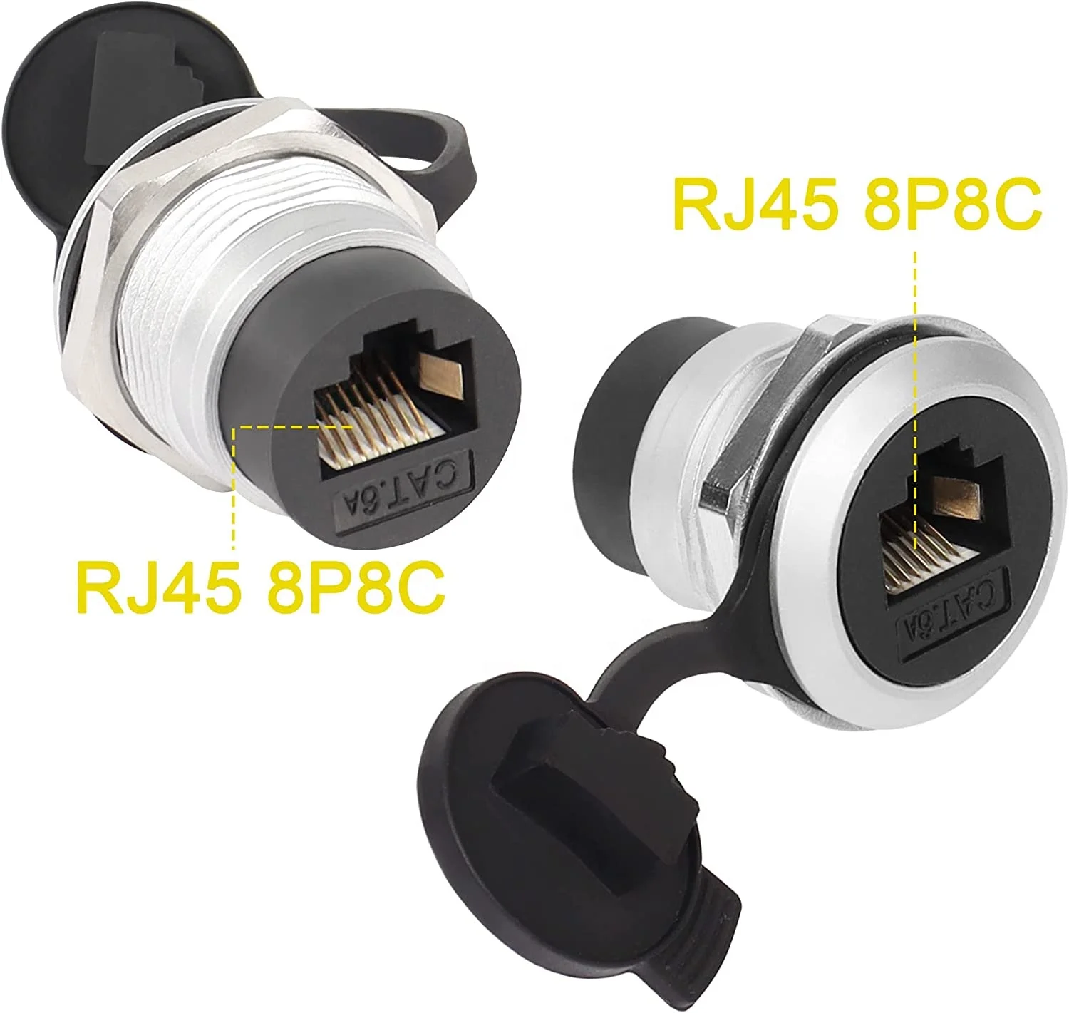 RJ45 Panel Threaded Fixed Mount Coupler Adapter RJ45 8P8C