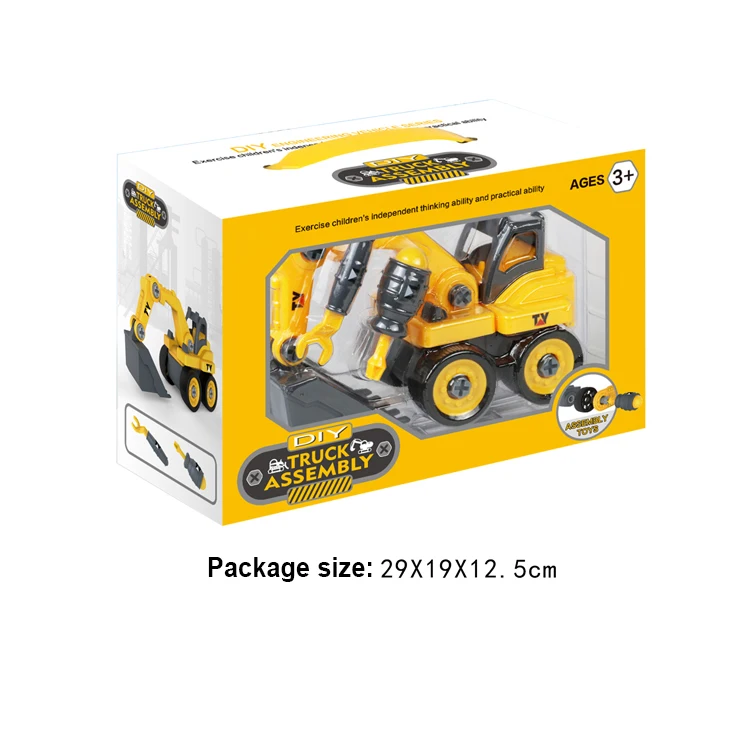 Intelligent Eco Friendly Engineering Truck Toys Plastic Diy Truck Assembly Toys for Kids