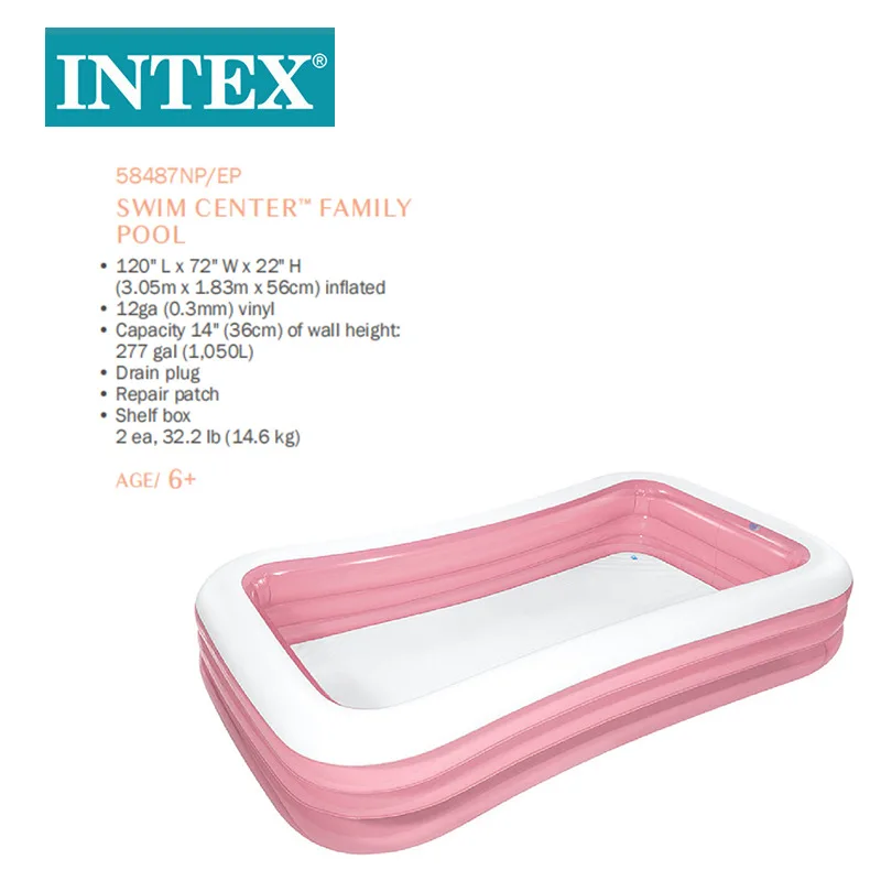 Intex 58487 Inflatable Rectangular Pink Swimming Pool