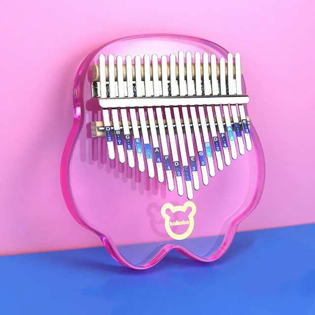 17 Keys 21 Keys Acrylic Kalimba Colorful Bear Heart Shape Glass Kalimba