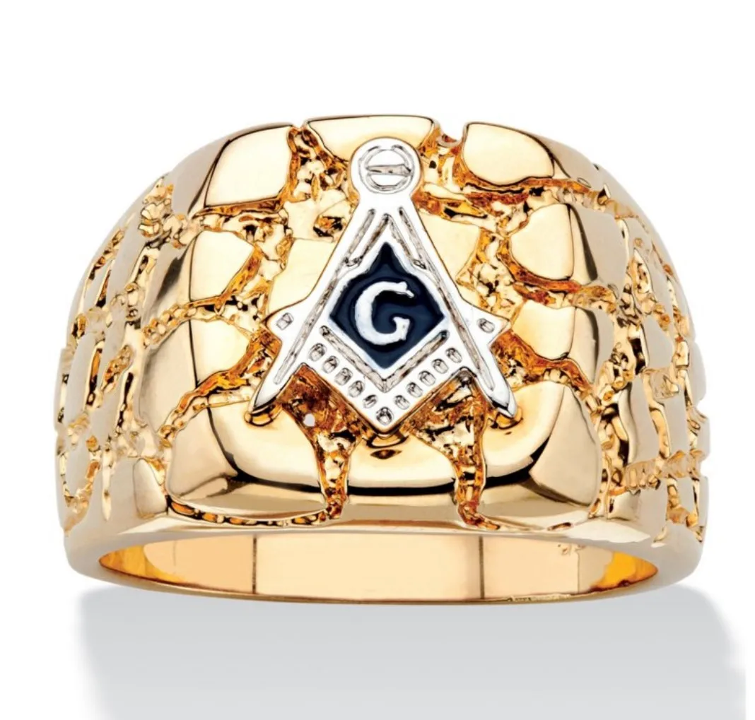 OAKKY Uomo Acciaio Inossidabile Massonica Massone Anello Con Ryan Pietre Cristallo Biker Simbolo Membro Banda, Argento Misura 14 - Foto 2