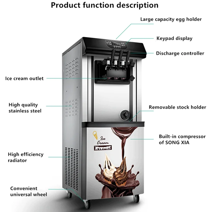 High Quality Soft Serve 3 Flavor Used Vending Frozen Yogurt Machine