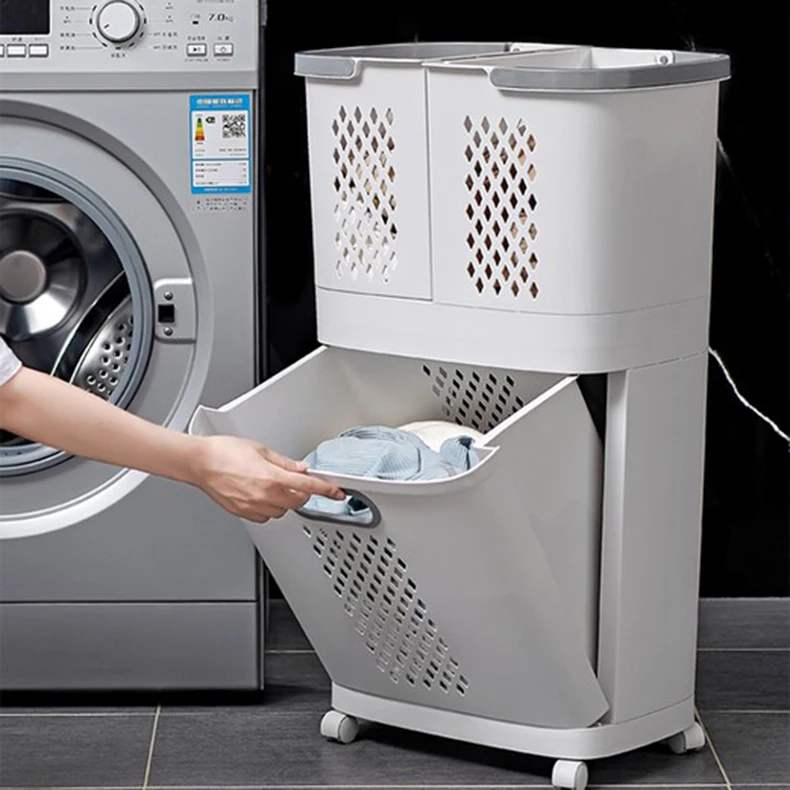 New Design Product Baskets Bathroom Organizer Storage Holders & Racks Rolling Plastic Laundry Storage Basket supplier