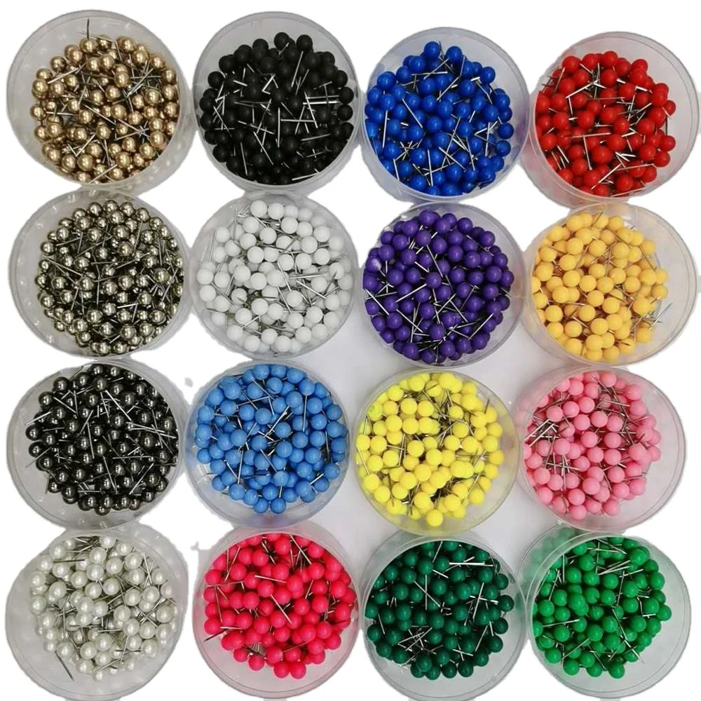 Metal Head Custom Office Pins with Ball Thumbtack Decorative Drawing Paper Pushpins Metal Color Push Pins Map Pins