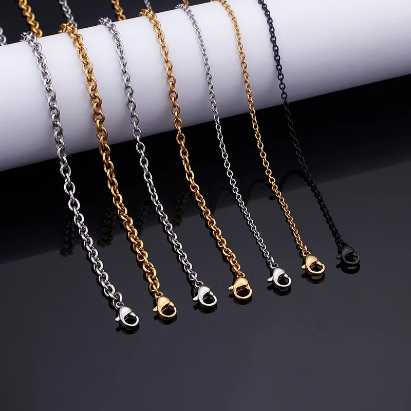 50pcs 45 50cm Chains Necklace 1 8 3 5mm Men Women Gold Steel Stainless Steel Link Cuban Chain Necklaces For Jewelry Making Buy Chains Necklace 1 8 3 5mm Men Women Gold Steel Stainless Steel Link Cuban Chain