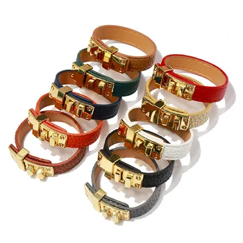 Hot Sale 18K Gold Plated PU Leather for Bracelet Bangle Popular Fashion Charm Jewelry for Women