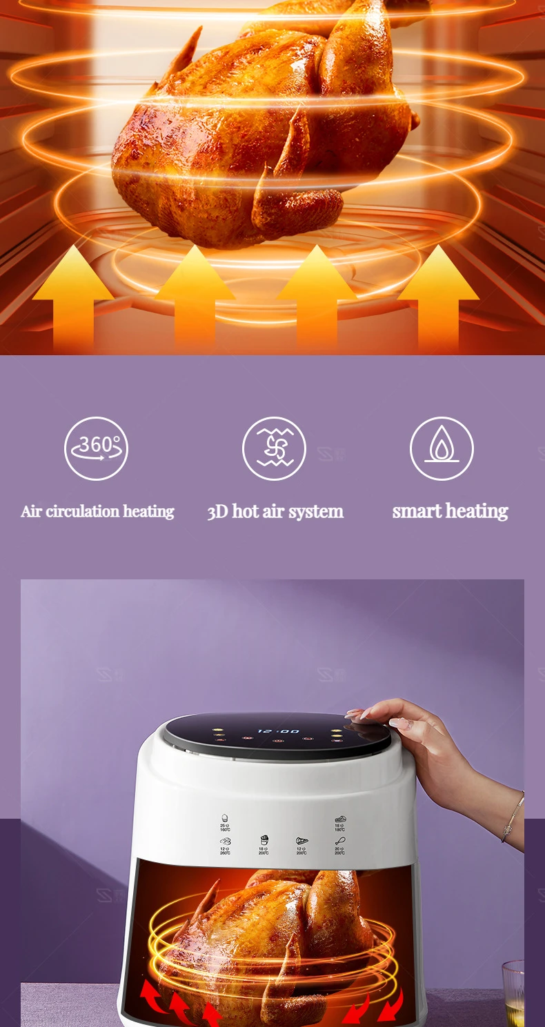 Oem New 2l 3l 4l 5l 6l 8l 10l Electric Healthy Air Deep Fryer Digital