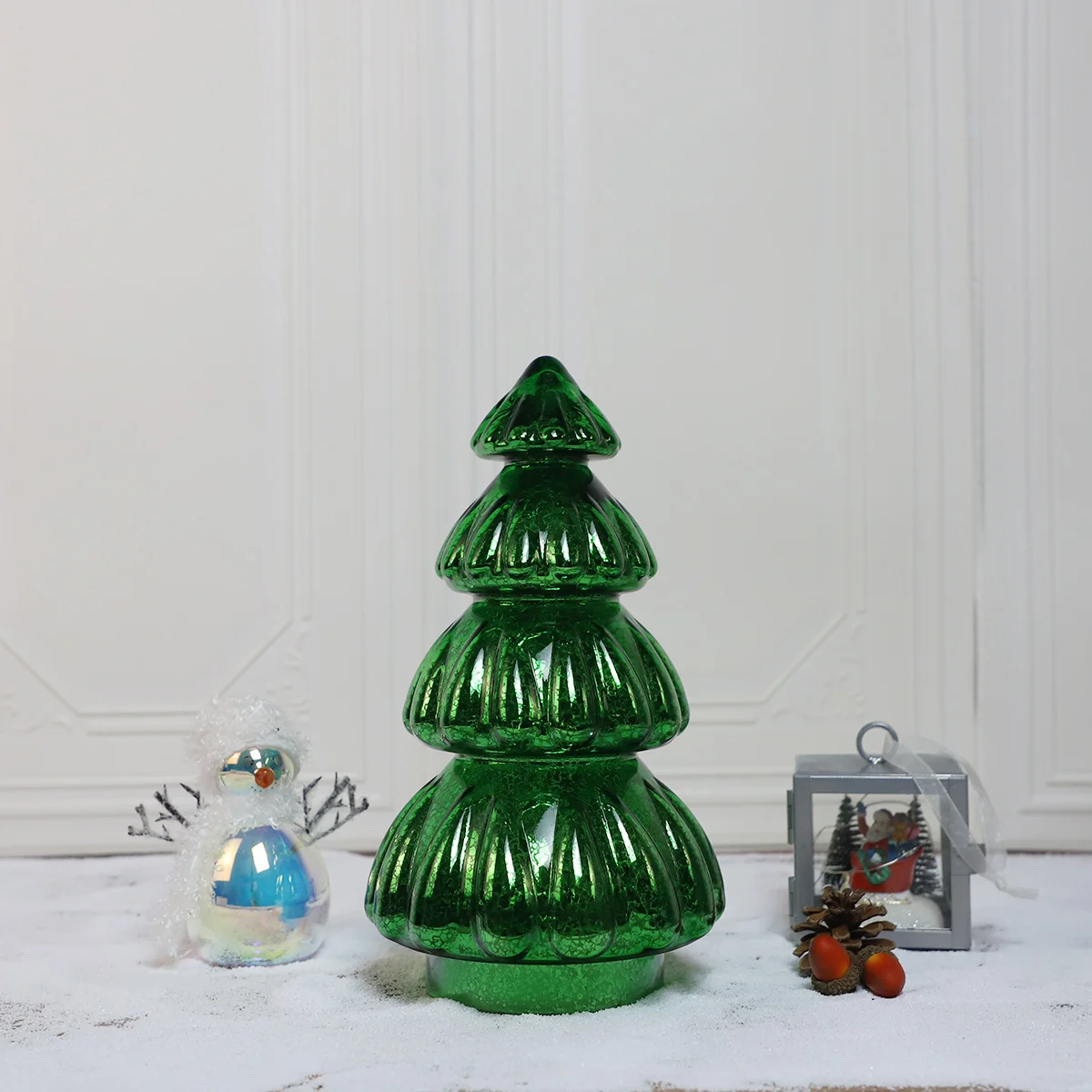 Mercury Glass Christmas Tree Table Centerpiece Made In Glass Holiday Gift Decorative Night Lamp factory