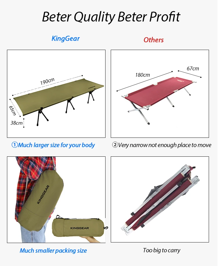 Aluminum Frame Folding Cot Camping Folding Bed Foldable Bed Outdoor