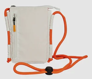 Lightweight Nylon Phone Pouch with Adjustable Cord Strap, Compact Crossbody Bag for Phones & Small Essentials (White)