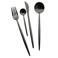 wholesale black Mirror polishing Cutlery Factory direct Custom Logo Cutlery set 4 pcs for wedding business gift flatware set