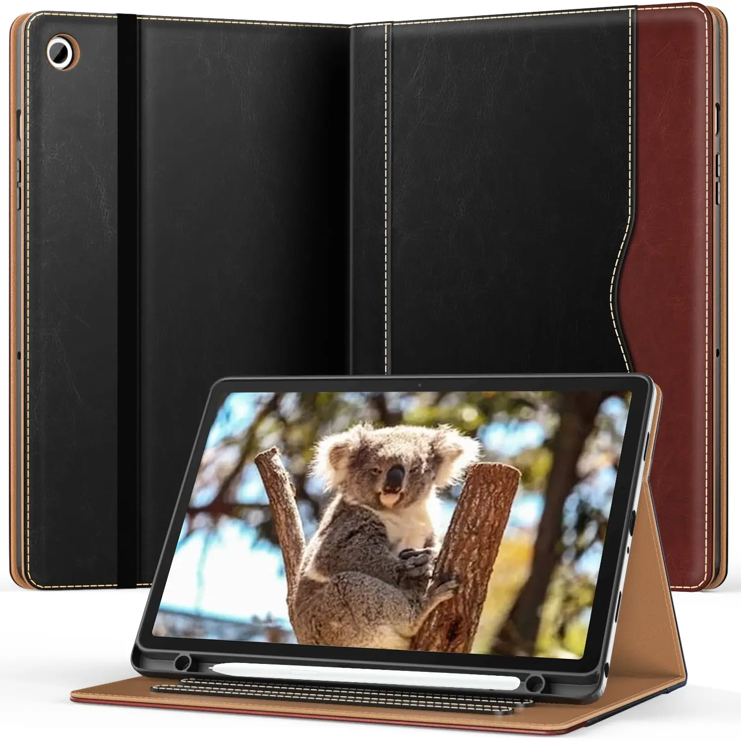 product laudtec case for samsug galaxy tab a9 plus u leather folio cover multi angle stand pen holder auto wake sleep case-2