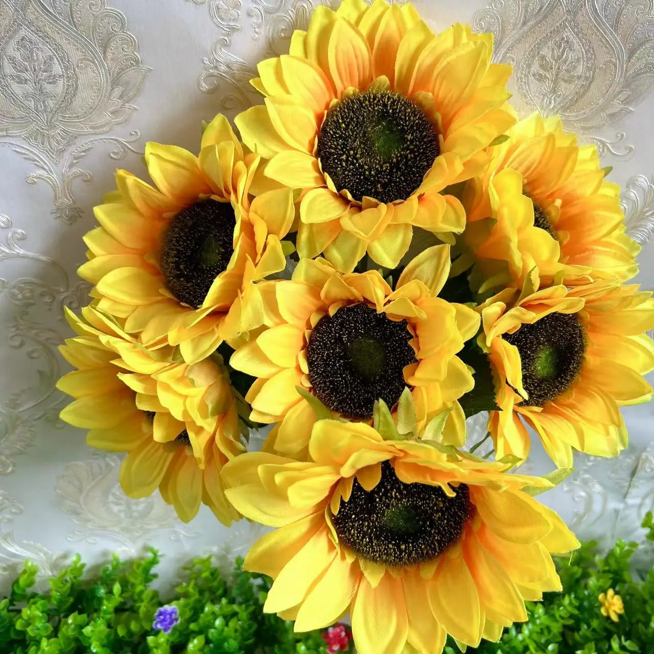 Silk Giant Sunflowers Artificial Flowers Tree Bunch Wholesale For
