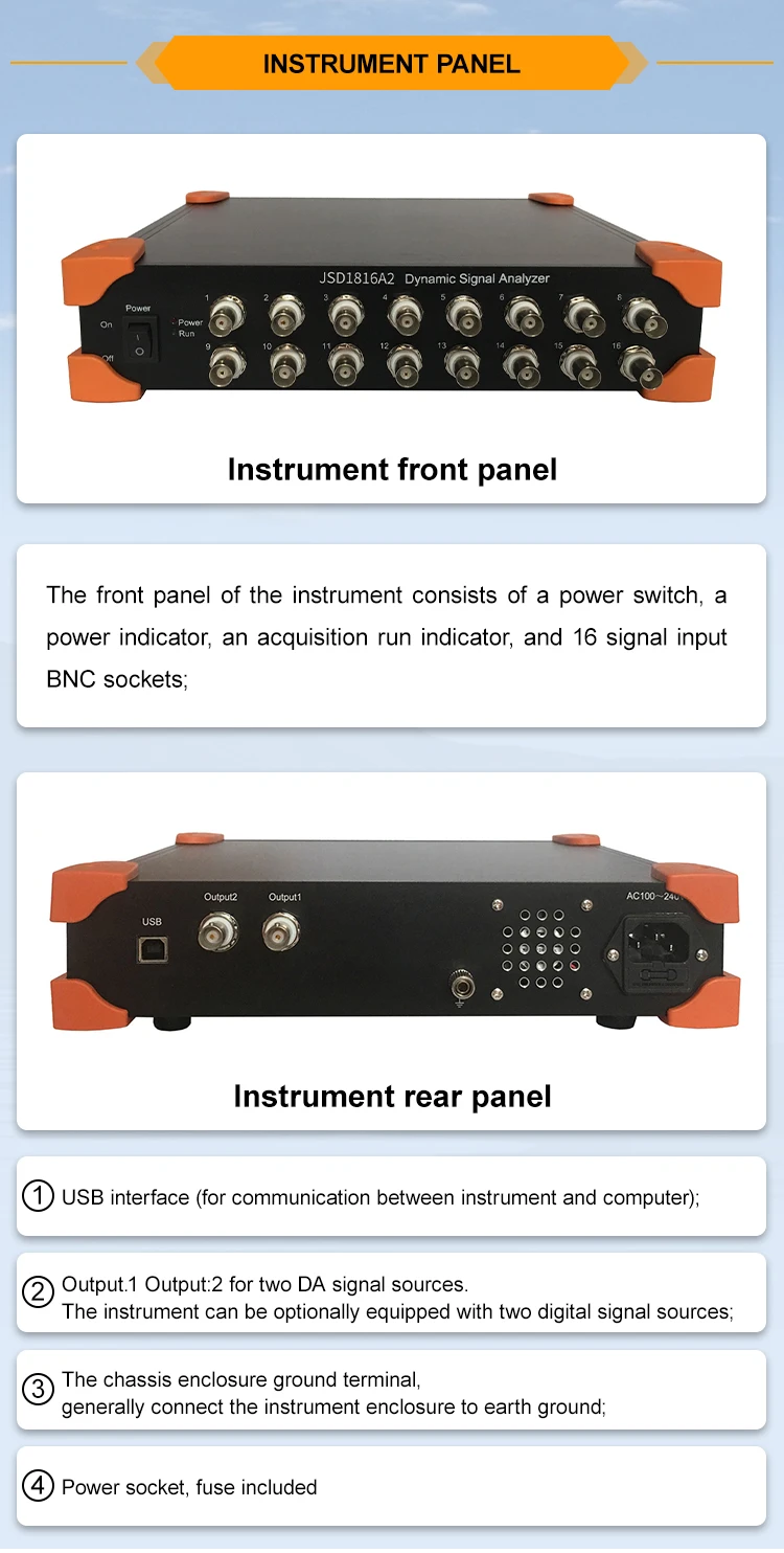 JSD1816A2 Voltage IEPE Data Collector Vibration Acceleration 16 Channels Dynamic Signal Analyzer details