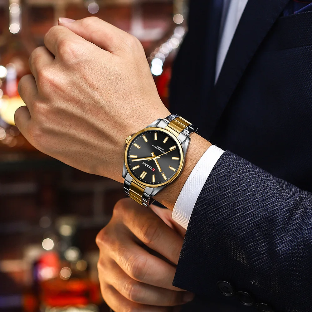 2023 New CURREN 9090 Fashion Simple Watches for Men Business Quartz Luminous Hands Wristwatches Stainless Steel Sport Watch