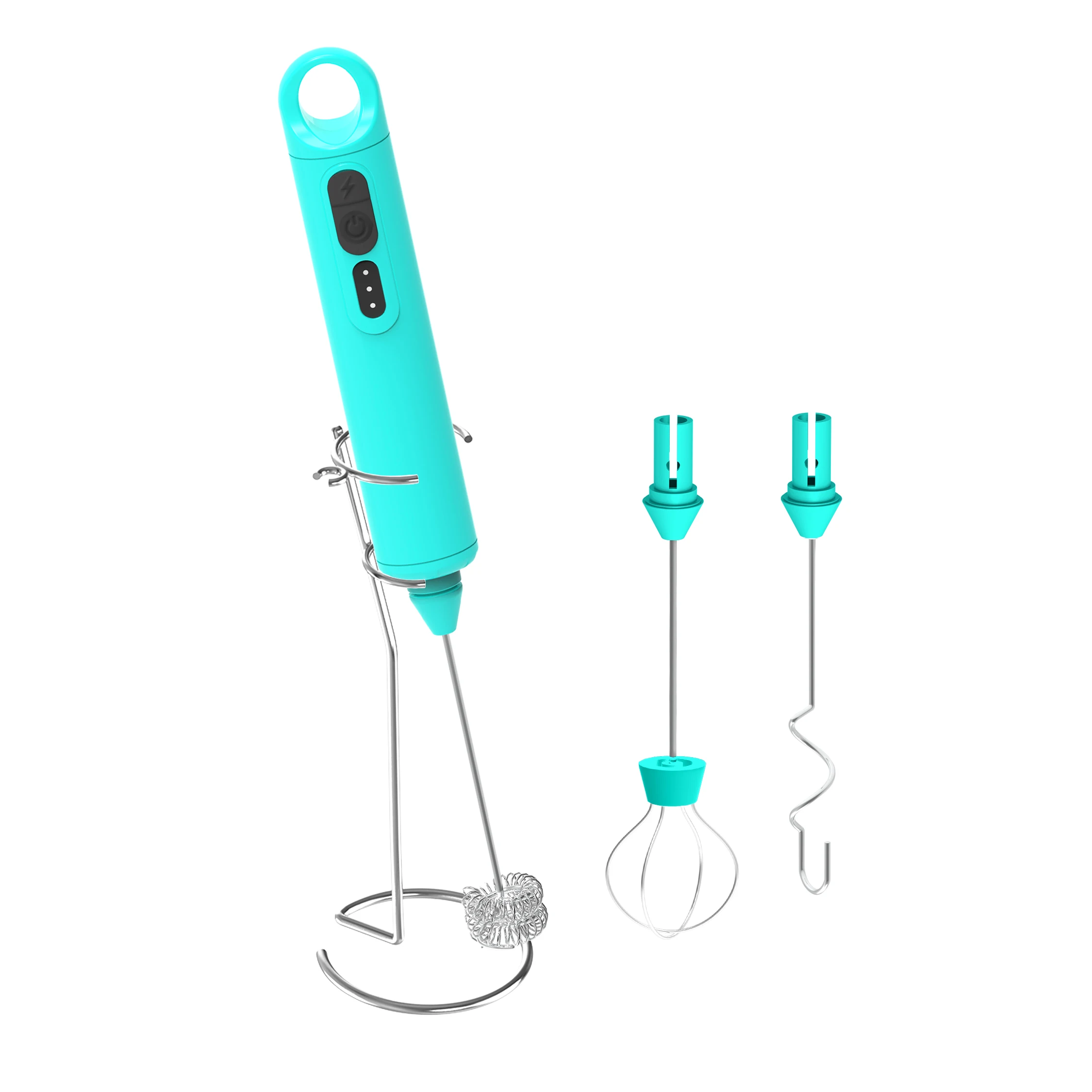 2024 New Design Multifunction Milk USB Rechargeable Frother Coffee Electric Milk Frother with Three Whisk Foam Maker