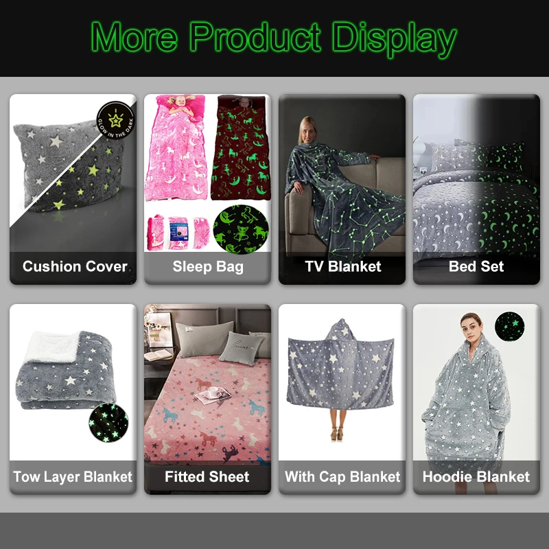 New Plush Furry Custom Luminous Glow In The Dark Flannel Fleece Throw