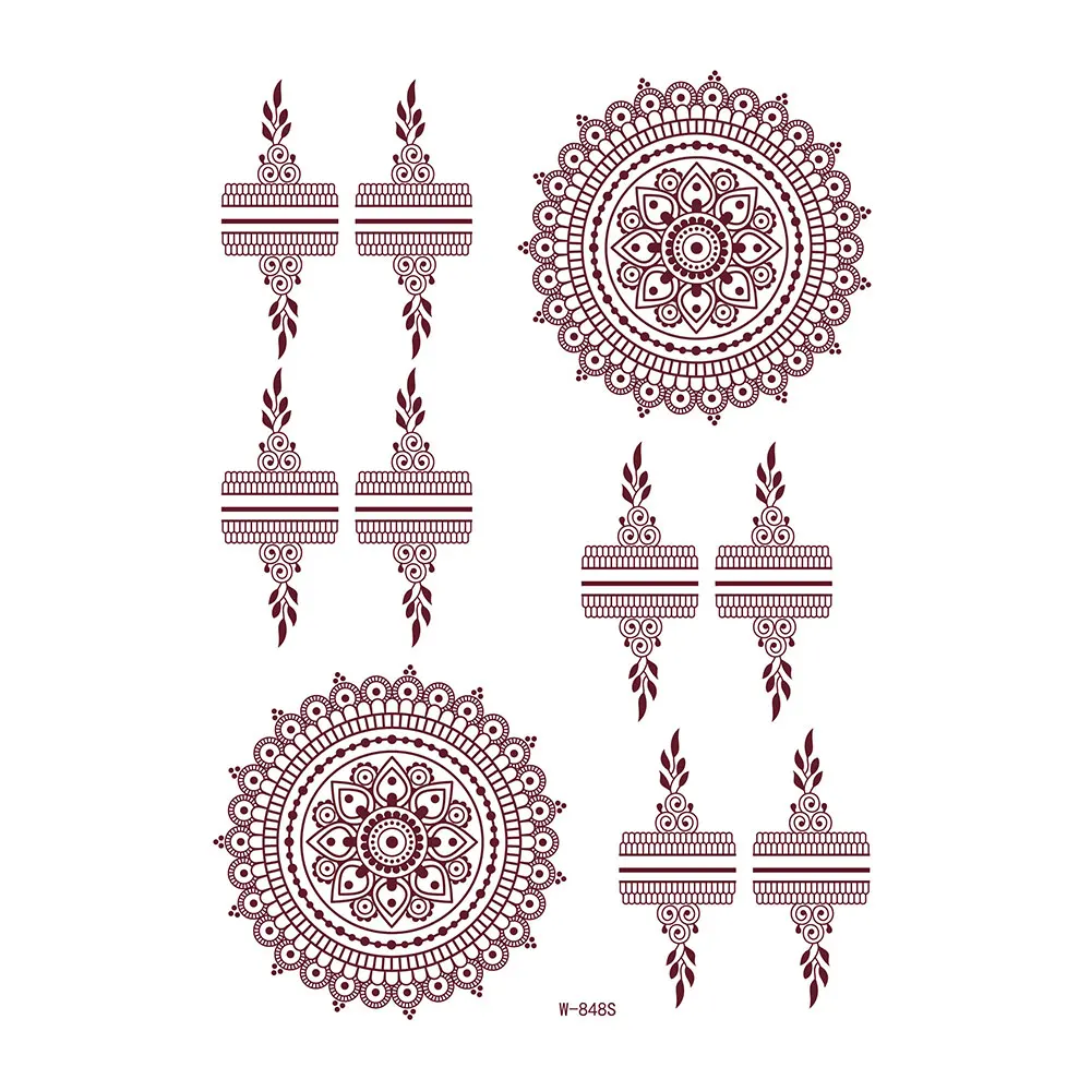 Красивая наклейка, тату-наклейка хной, временная черная белая красная хна, наклейка для татуировки рук