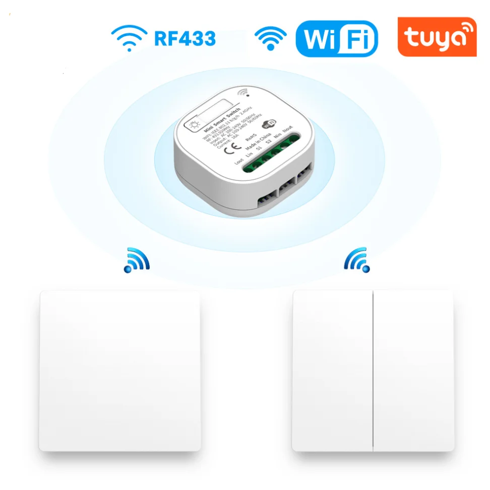 433 МГц WIFI мини смарт-приемник TUYA и настенный выключатель