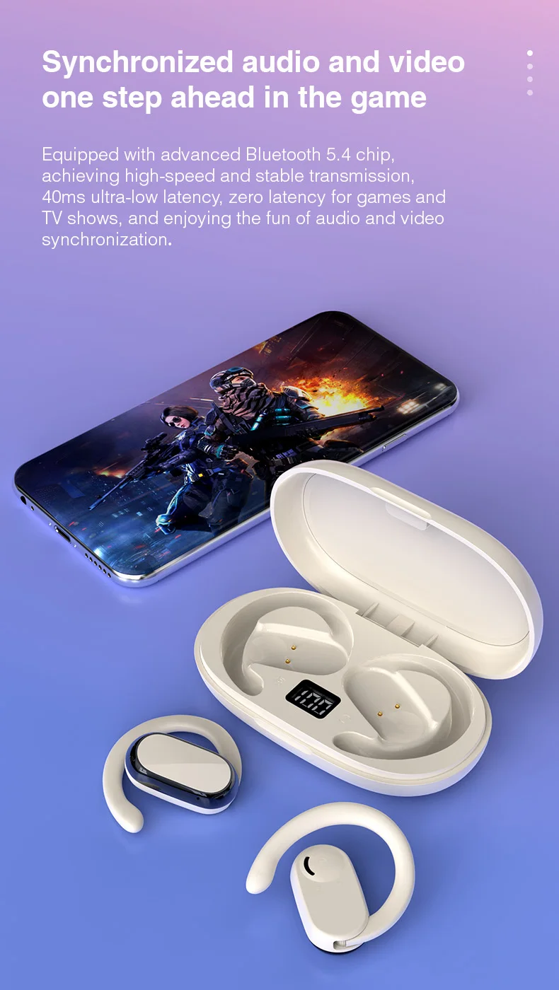Rotating Ear Hanging Sports Running Earphones extra Long Standby Heavy Bass Stereo Factory Direct Sales