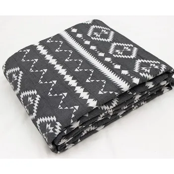 top rated luxury cotton cellular blanket yarn-dyed geometric throw blanket black grey woven for breathable plush natural for bed