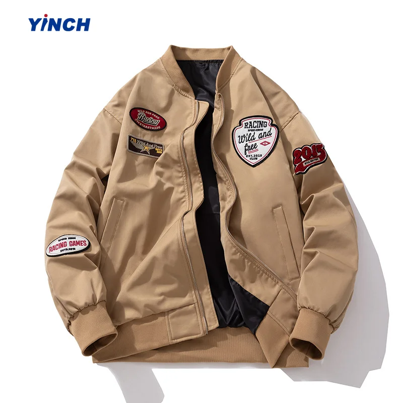 Hochwertige Bomberjacke für Herren im modischen Winter-Varsity-Stil mit gesticktem Baseball-Buchstaben-Design_voghion.com
