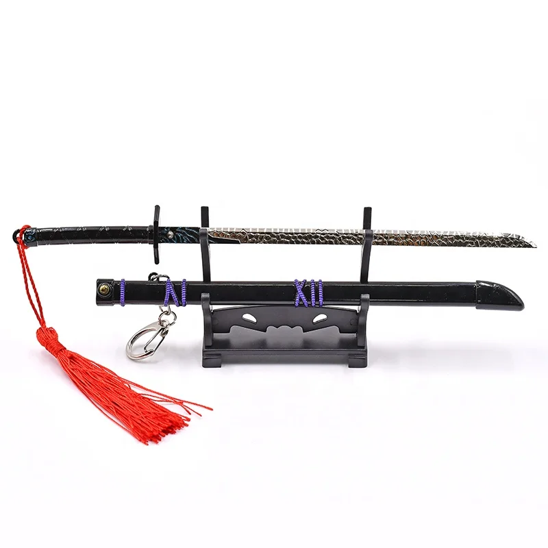 22cm New Assassin Character Exclusive Mini Japanese Samurai Sword Purple Metal Crafts Toy Sword
