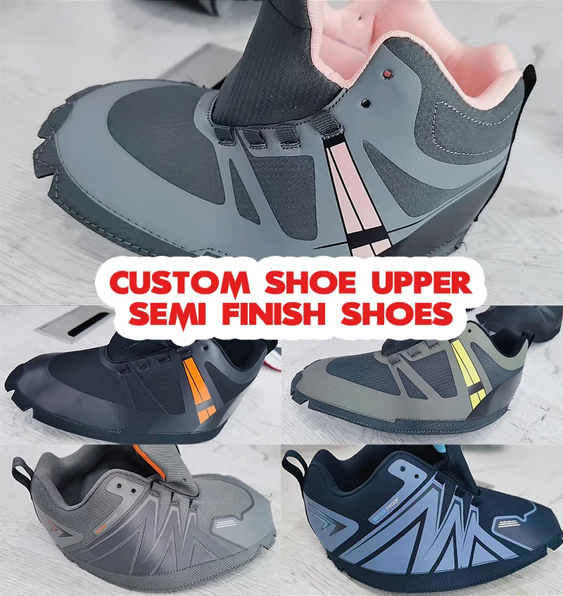 Custom Safety Waterproof Outdoor Fly Knit Leather Football Shoe Upper