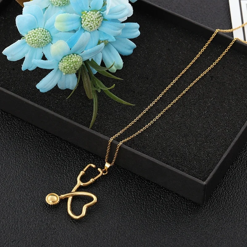 MECYLIFE Medical Student Graduation Gift Doctor Nurse Jewelry Stainless Steel Heart Stethoscope Necklace