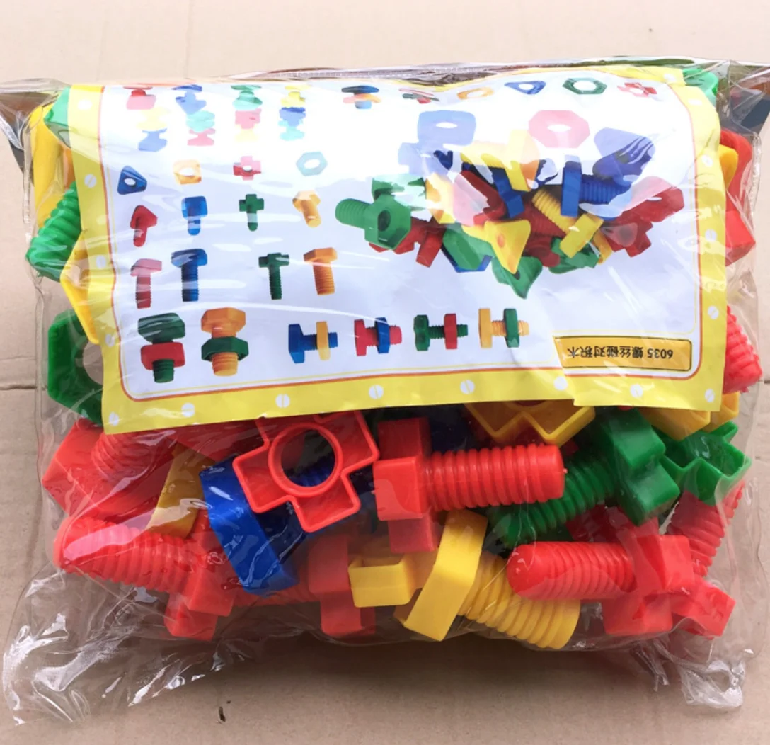 Plastic Toy Nuts And Bolts Set 54 Pc Occupational Therapy Matching Fine Motor Toy For