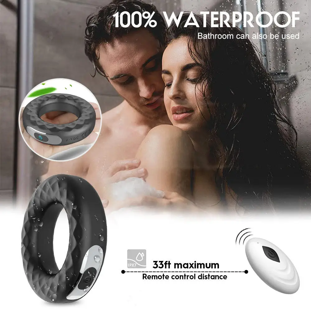 Wireless Remote Control Wheel Lock Ring Vibration Massage Masturbator Glans  Vibration Male Tire Lock Ring