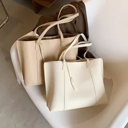 2021 New PU material simple large capacity single shoulder bag wholesale girls shopping handbags
